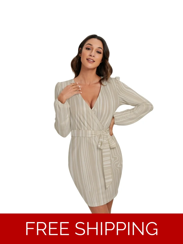 Motiff Long Sleeve Dress with Waist Belt